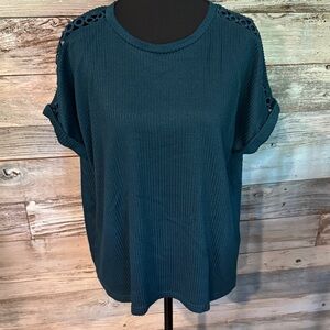 Fred David Teal Short Sleeve Top